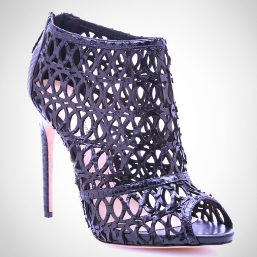 Alexandre Birman Python Cage Bootie Heels
